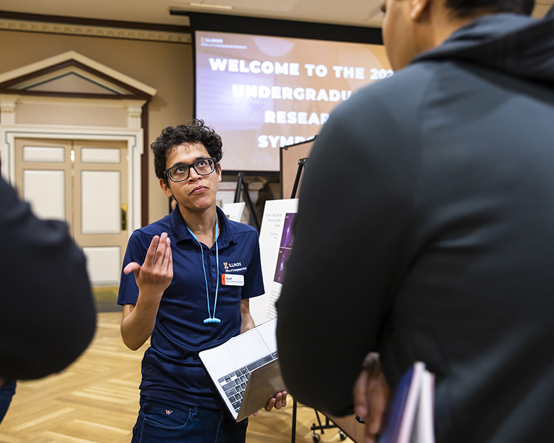 student speaking to a judge